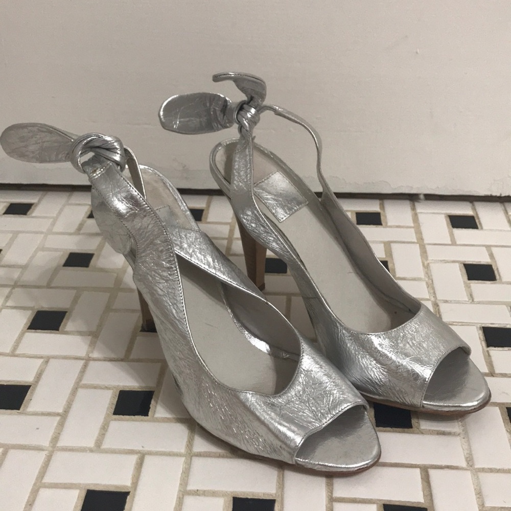 Silver Dolce Vita tie back heels